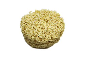 Instant noodle , top view, isolated on white background