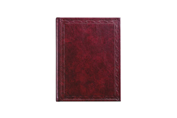 book with cover red color isolated on white background, top view close-up
