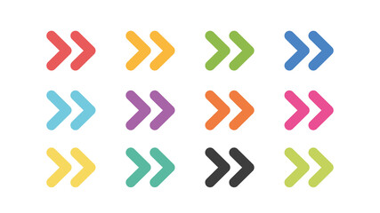 Arrows icons set of different colors isolated on white background. Direction concept. Vector illustration
