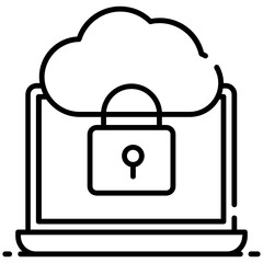 
Cloud access icon in editable vector, cloud and padlock inside laptop
