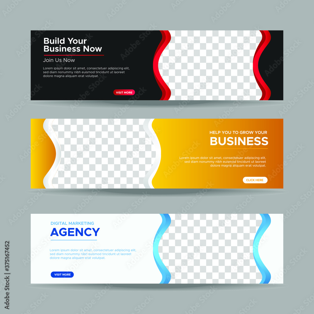 Wall mural vector abstract design banner web template. collection of horizontal business ad banner. vector illu