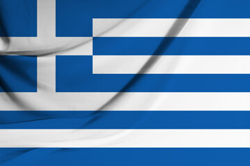 3D illustration of the national flag of Greece on fabric texture background. Flag image for design on flyers, advertising. 3D rendering