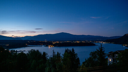 Lake 'Faaker See' at the blue hour in Carinthia, Austria