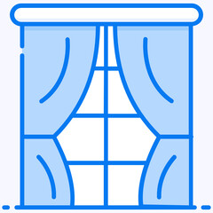 
Room decor accessory, window curtain vector in solid design
