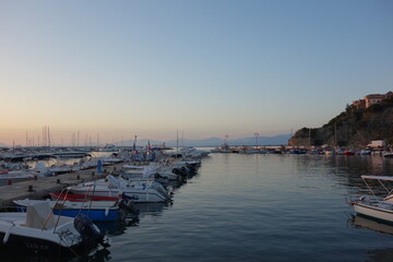 Sunset on Agropoli port on the Cilentan coast, Italy