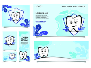 landing page template and set of banners with dental concept