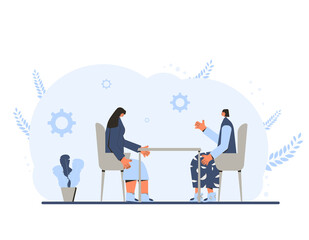 Mental health therapy session. Vector color flat.