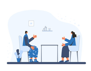 Mental health therapy session. Vector color flat.