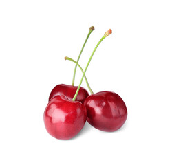 Delicious fresh ripe cherries isolated on white