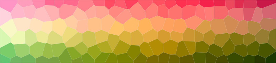 Illustration of red and green middle size hexagon banner background.