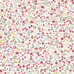 a seamless floral pattern with red meadow flowers - 375173203