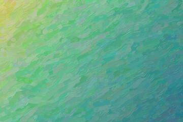 Green and yellow waves impressionist impasto background, digitally created.