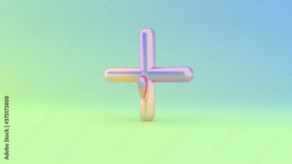 Poster 3d rendering colorful vibrant plus symbol on colored background