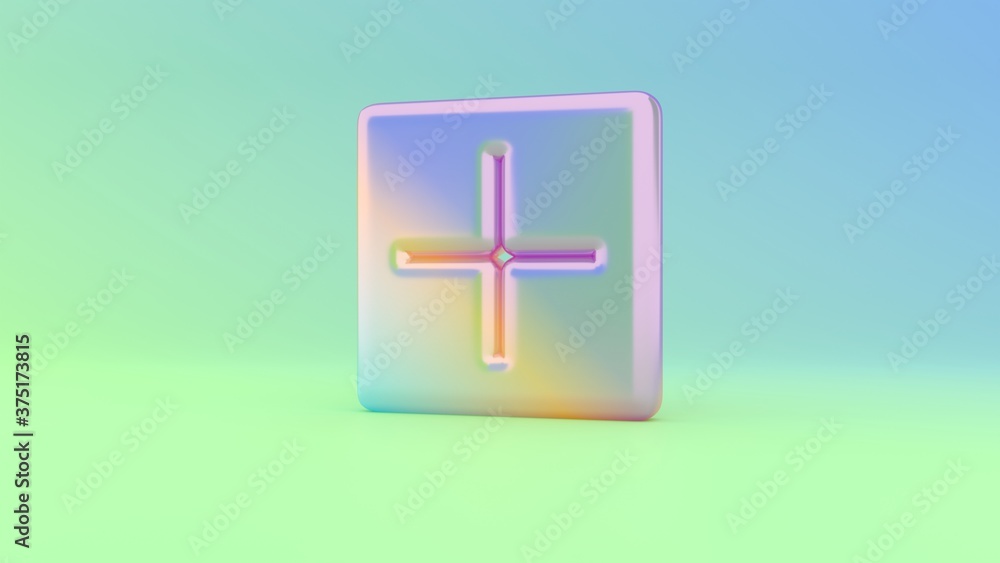 Poster 3d rendering colorful vibrant plus symbol on colored background
