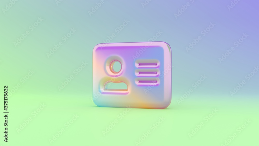 Poster 3d rendering colorful vibrant symbol of address card on colored background