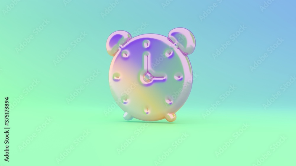 Poster 3d rendering colorful vibrant symbol of alarm clock on colored background