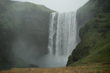Skogafoss waterfall in South Iceland. Beautiful nature landscape