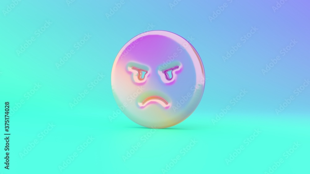 Poster 3d rendering colorful vibrant symbol of angry on colored background