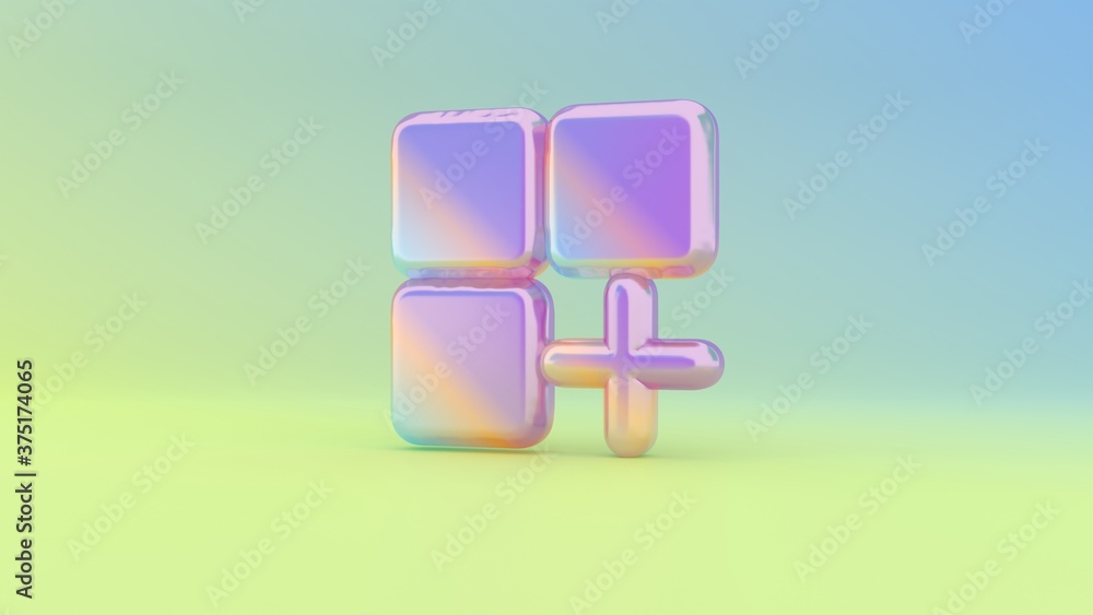 Aufkleber 3d rendering colorful vibrant symbol of mobile app on colored background
