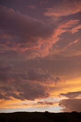 Silhouetted hill at sunset
