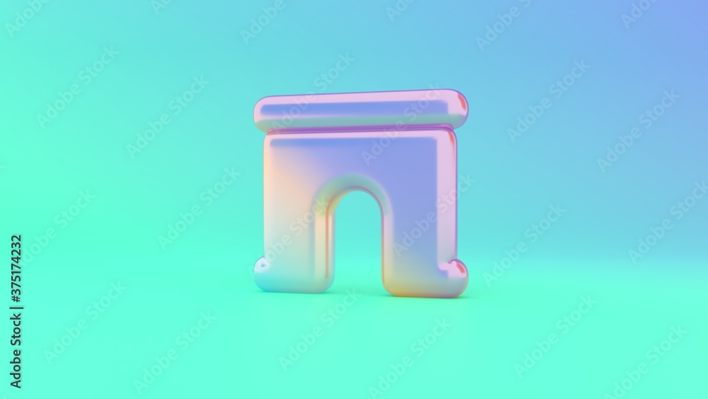 Poster 3d rendering colorful vibrant symbol of archway on colored background