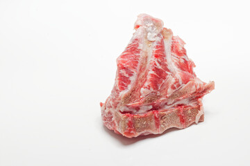 Piece of fresh minced meat on white.Serie of images.