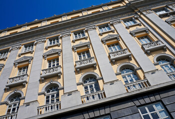 Obraz premium Ancient facade with balconies, downtown Rio, Brazil 