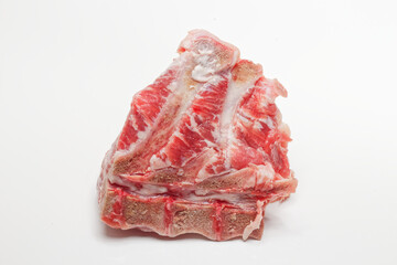 Piece of fresh minced meat on white.Serie of images.