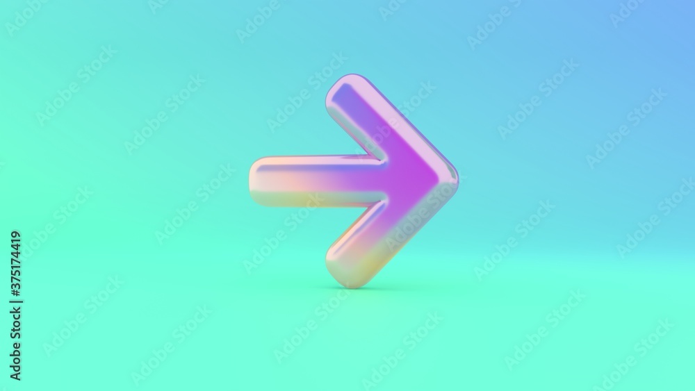 Poster 3d rendering colorful vibrant symbol of arrow right on colored background