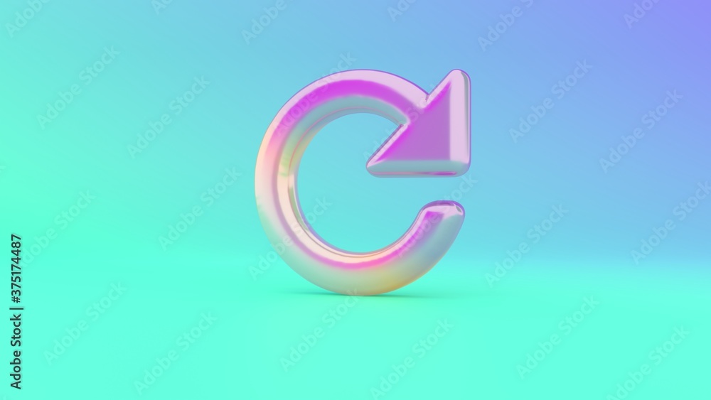 Poster 3d rendering colorful vibrant symbol of refresh arrow on colored background