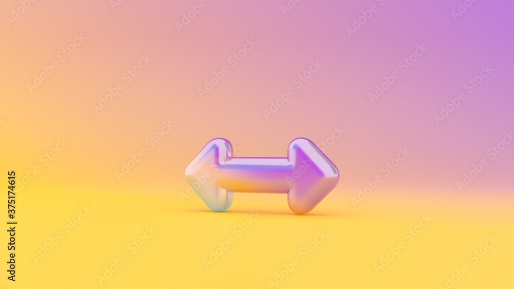 Poster 3d rendering colorful vibrant symbol of double horizontal arrow on colored background