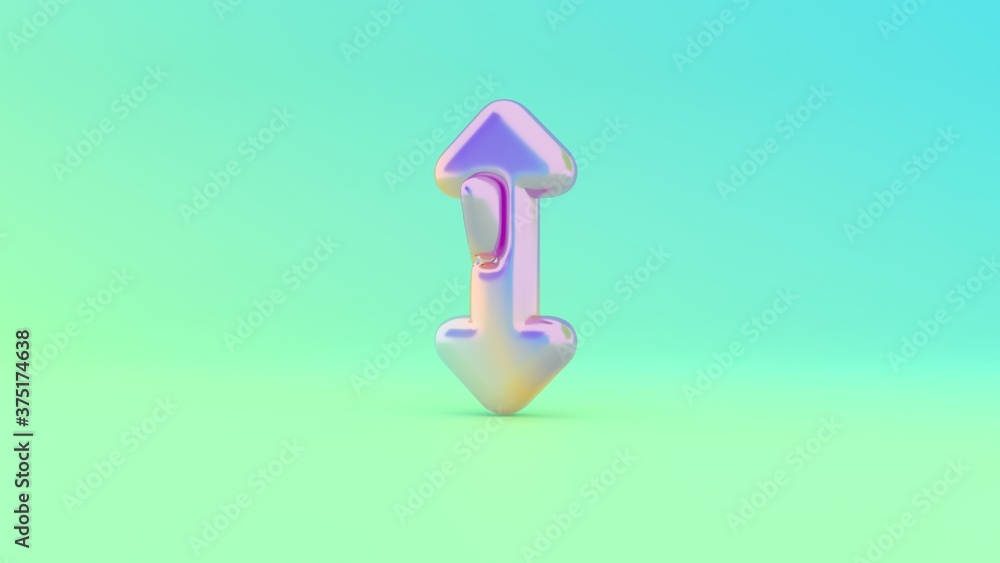 Poster 3d rendering colorful vibrant symbol of double vertical arrow on colored background