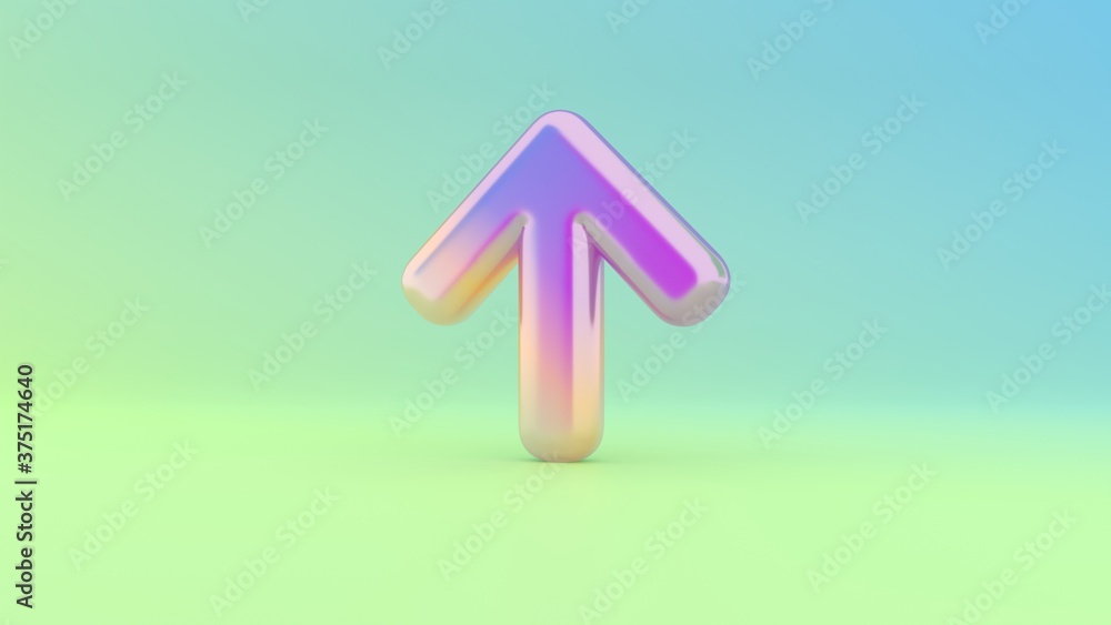 Poster 3d rendering colorful vibrant symbol of arrow up on colored background