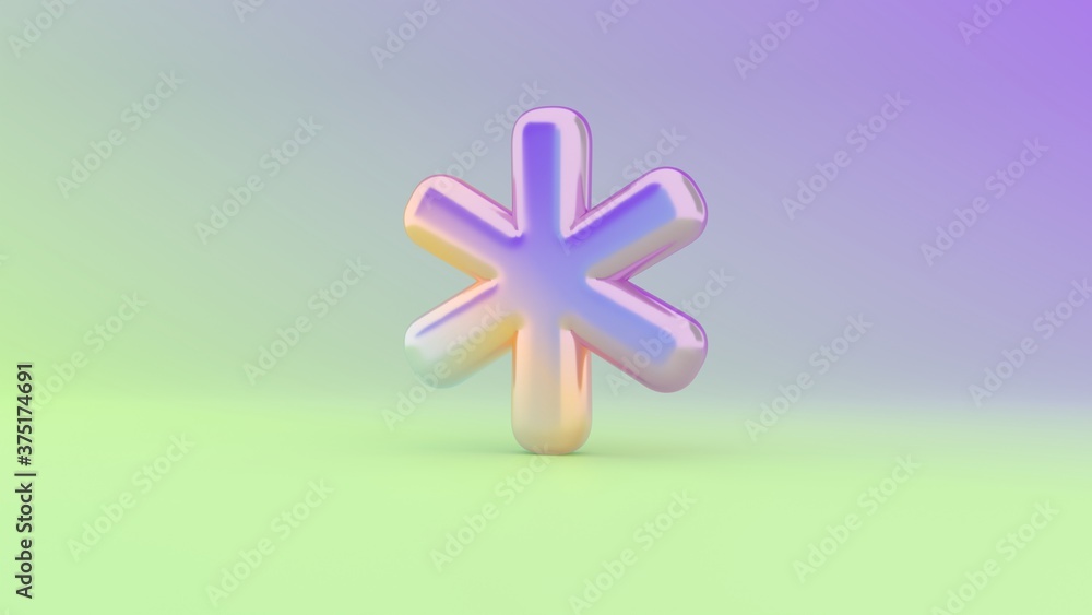 Poster 3d rendering colorful vibrant symbol of asterisk on colored background