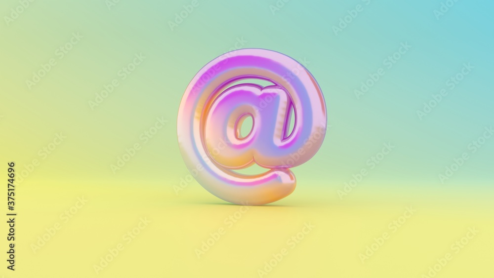 Poster 3d rendering colorful vibrant symbol of at sign on colored background