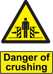 Danger of crushing warning signs and symbols
