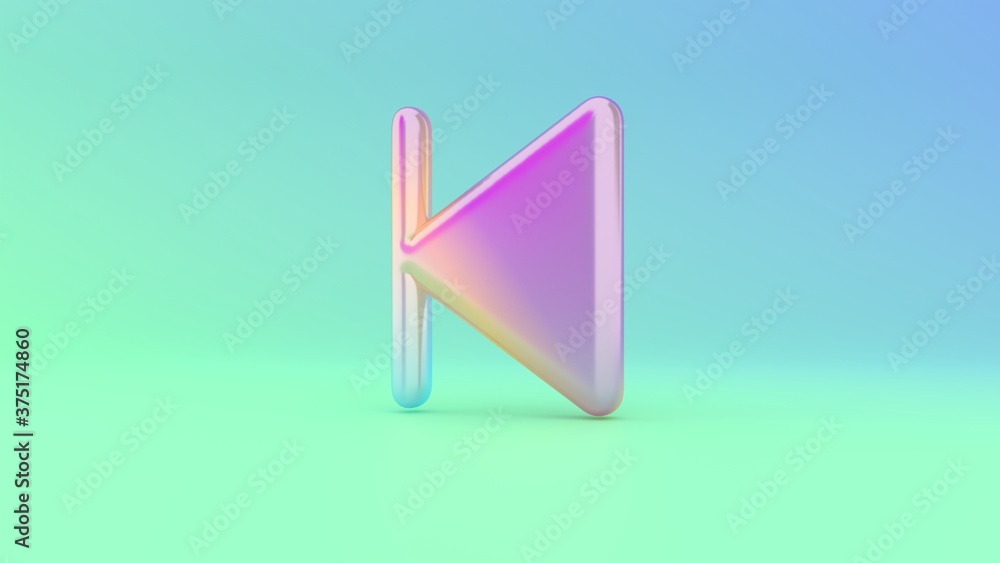 Poster 3d rendering colorful vibrant symbol of stop back left on colored background