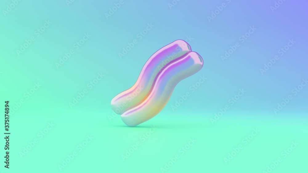 Poster 3d rendering colorful vibrant symbol of bacon on colored background