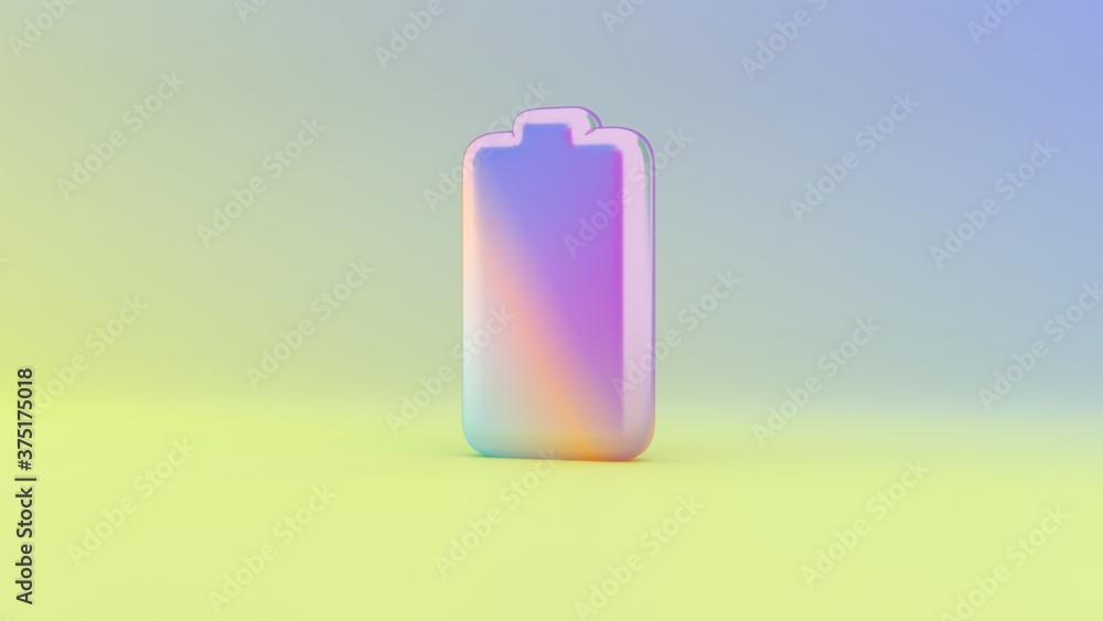 Poster 3d rendering colorful vibrant vertical symbol of full battery on colored background