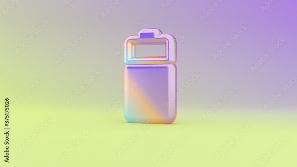 Poster 3d rendering colorful vibrant vertical symbol of two third charged battery on colored background