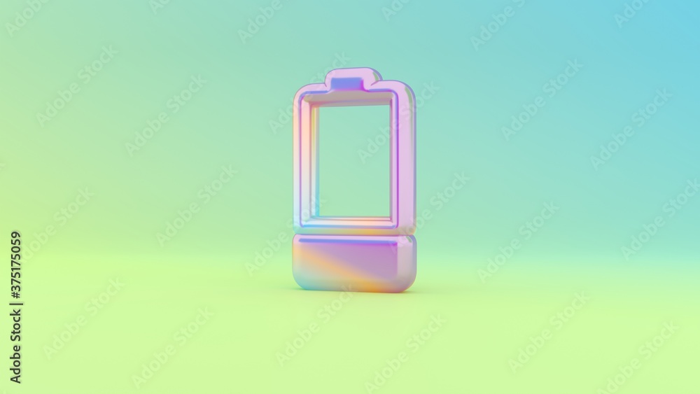 Poster 3d rendering colorful vibrant vertical symbol of one third charged battery on colored background