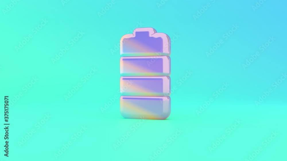 Poster 3d rendering colorful vibrant vertical symbol of full battery on colored background
