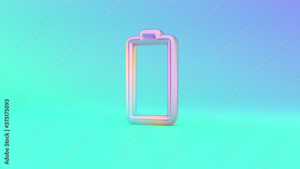 Poster 3d rendering colorful vibrant vertical symbol of empty battery on colored background