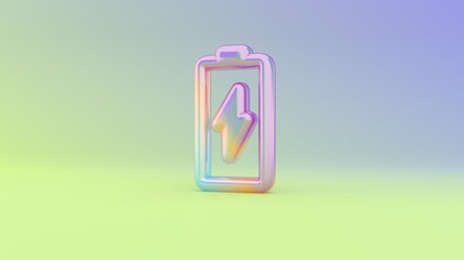 3d rendering colorful vibrant vertical symbol of charging empty battery on colored background