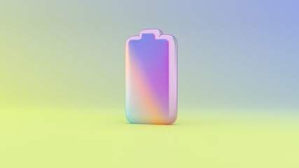 3d rendering colorful vibrant vertical symbol of full battery  on colored background