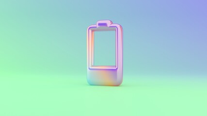 3d rendering colorful vibrant vertical symbol of one fourth charged battery  on colored background