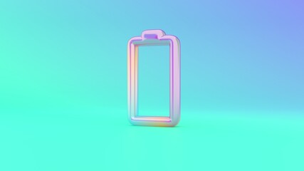 3d rendering colorful vibrant vertical symbol of empty battery  on colored background