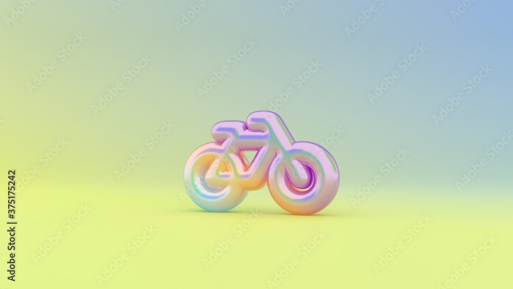 Poster 3d rendering colorful vibrant symbol of bicycle without rider on colored background