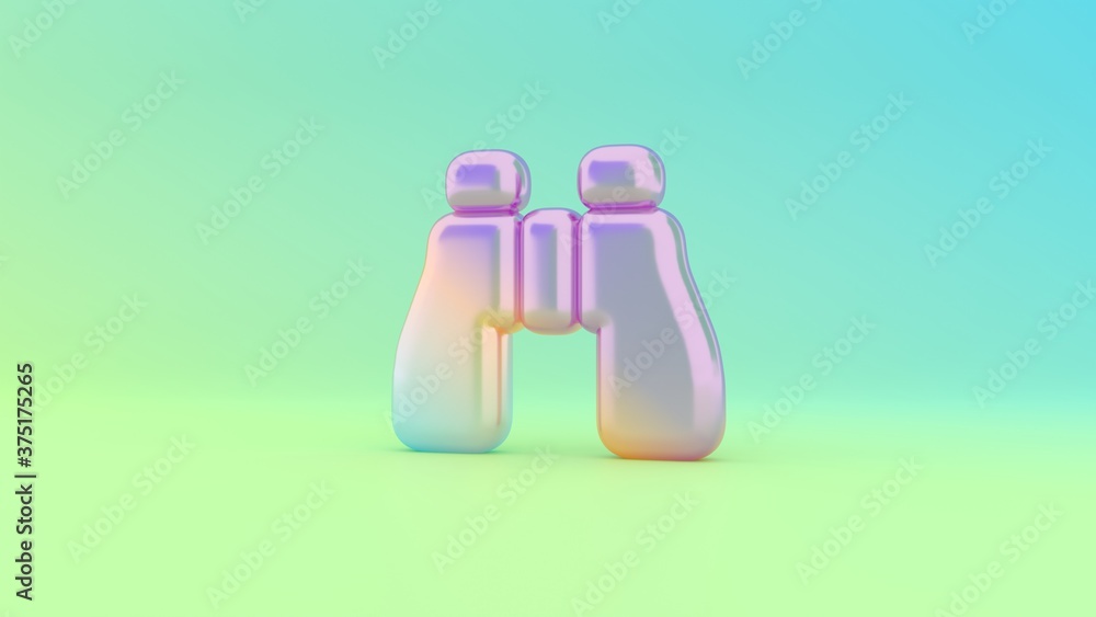 Poster 3d rendering colorful vibrant symbol of binoculars on colored background