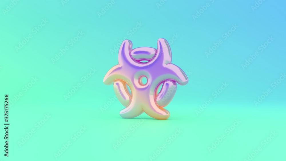 Poster 3d rendering colorful vibrant symbol of biohazard on colored background